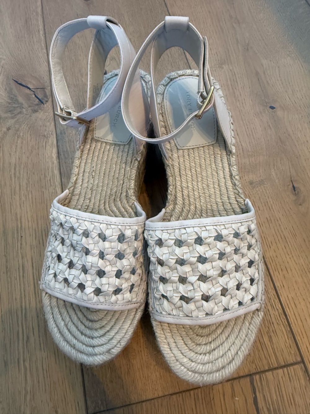 Tory Burch Cream Woven Espadrille Sandals - Picture 2 of 7
